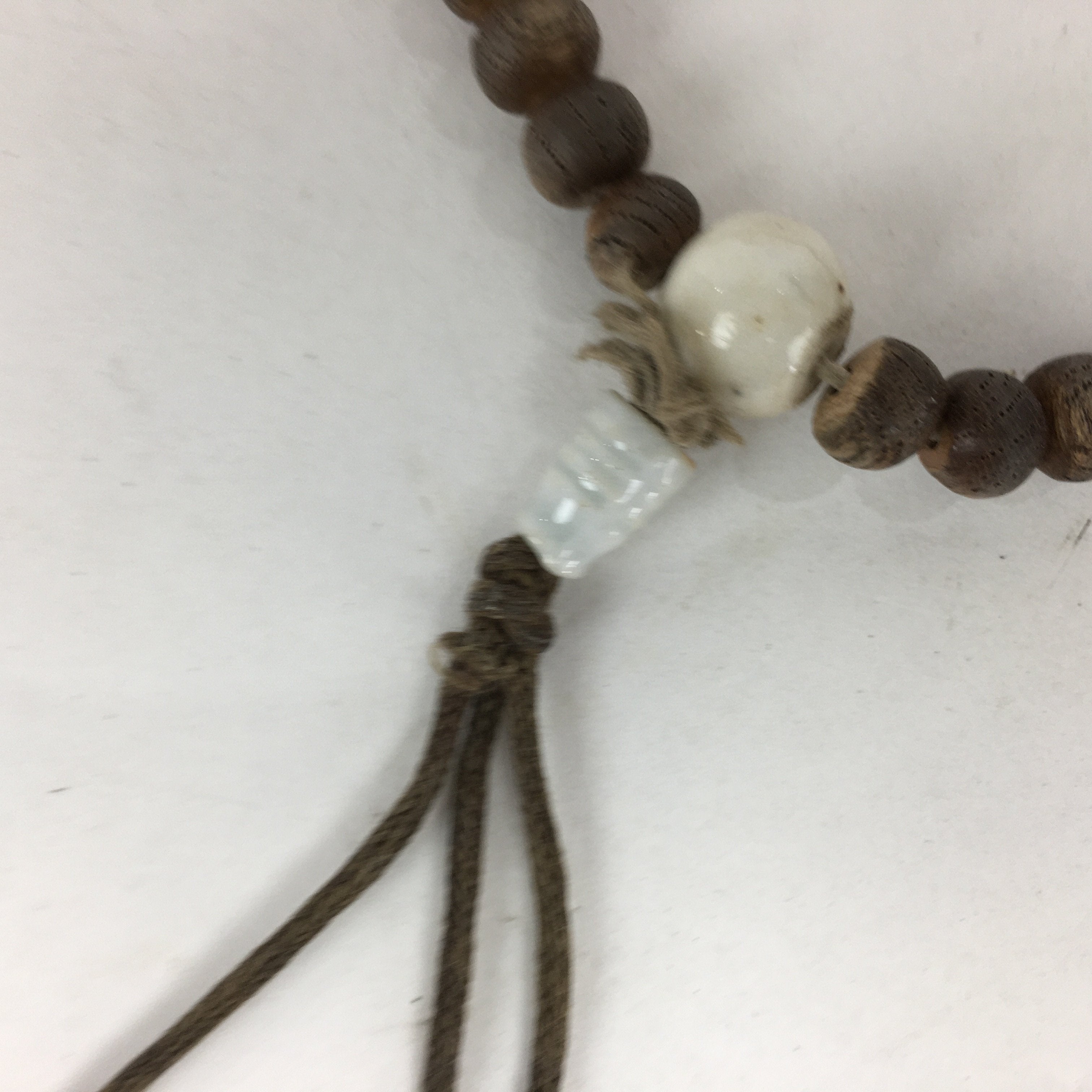 Japanese Wooden Buddhist Prayer Beads Vtg Brown Juzu Rosary Bracelet JZ62