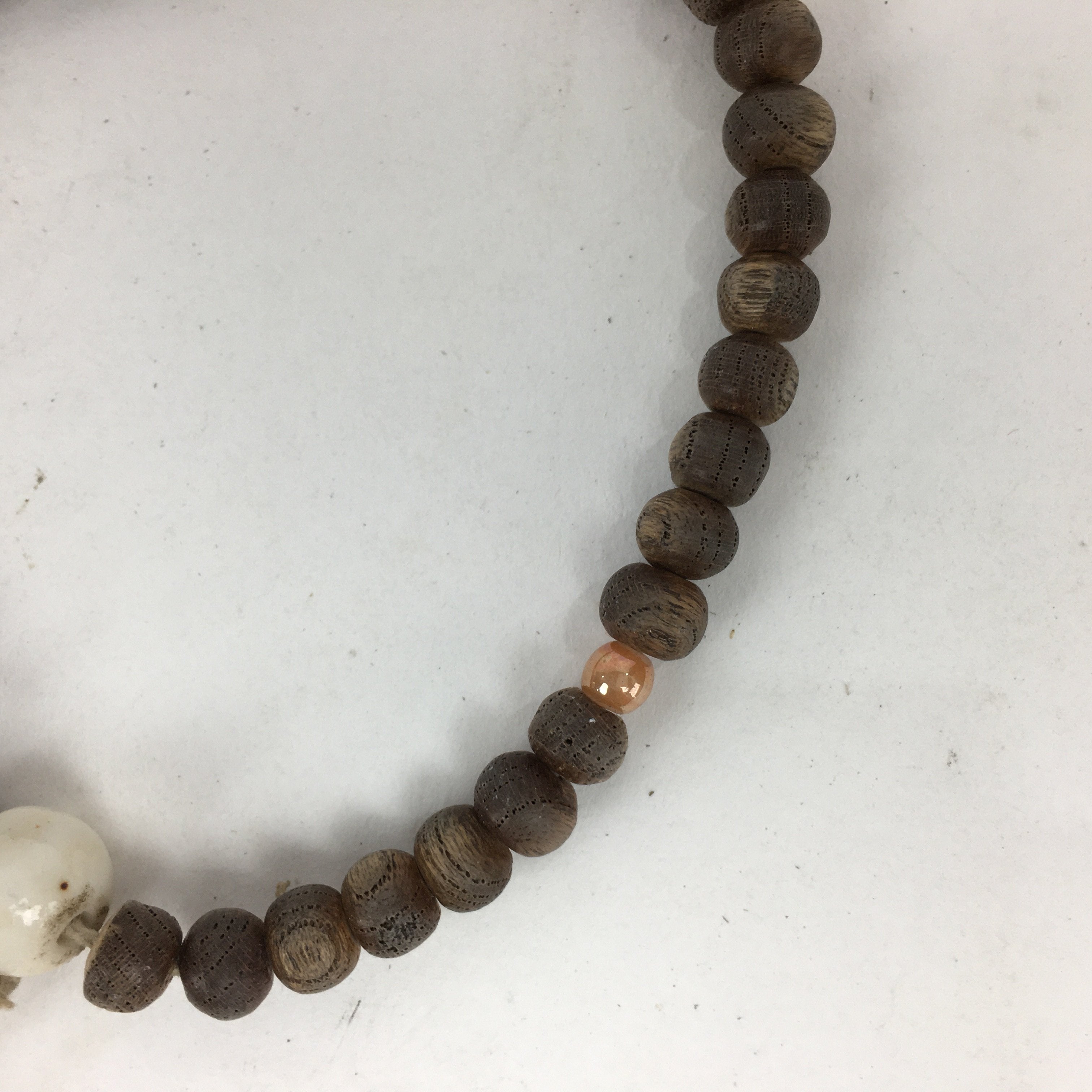 Japanese Wooden Buddhist Prayer Beads Vtg Brown Juzu Rosary Bracelet JZ62