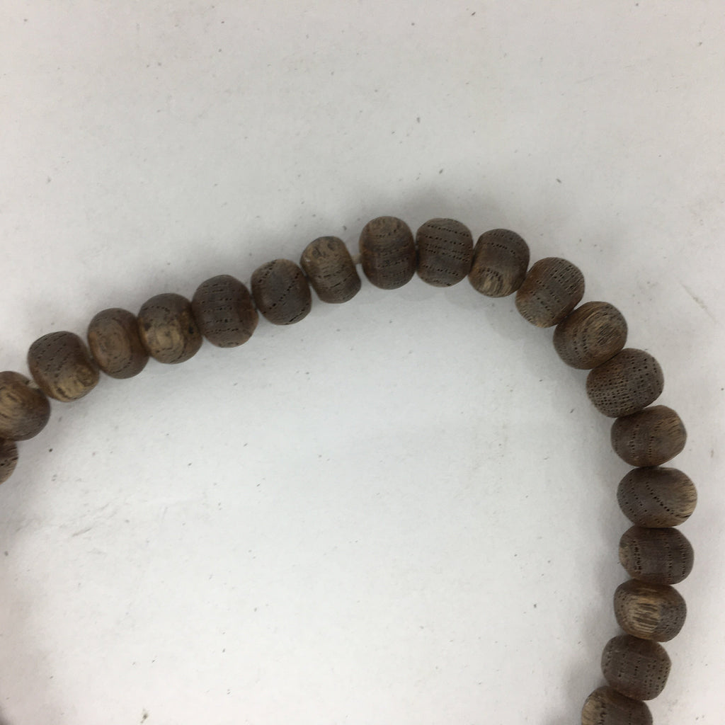 Japanese Wooden Buddhist Prayer Beads Vtg Brown Juzu Rosary Bracelet JZ62