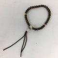 Japanese Wooden Buddhist Prayer Beads Vtg Brown Juzu Rosary Bracelet JZ62