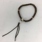 Japanese Wooden Buddhist Prayer Beads Vtg Brown Juzu Rosary Bracelet JZ62