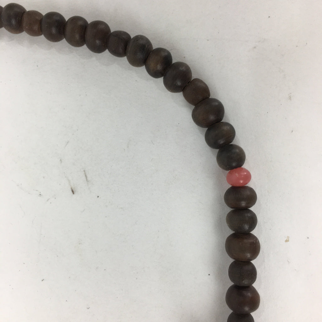 Japanese Wooden Buddhist Prayer Beads Vtg Brown Juzu Rosary Bracelet JZ63