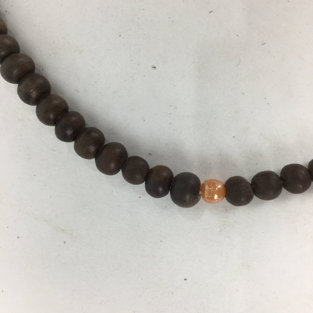 Japanese Wooden Buddhist Prayer Beads Vtg Brown Juzu Rosary Bracelet JZ63