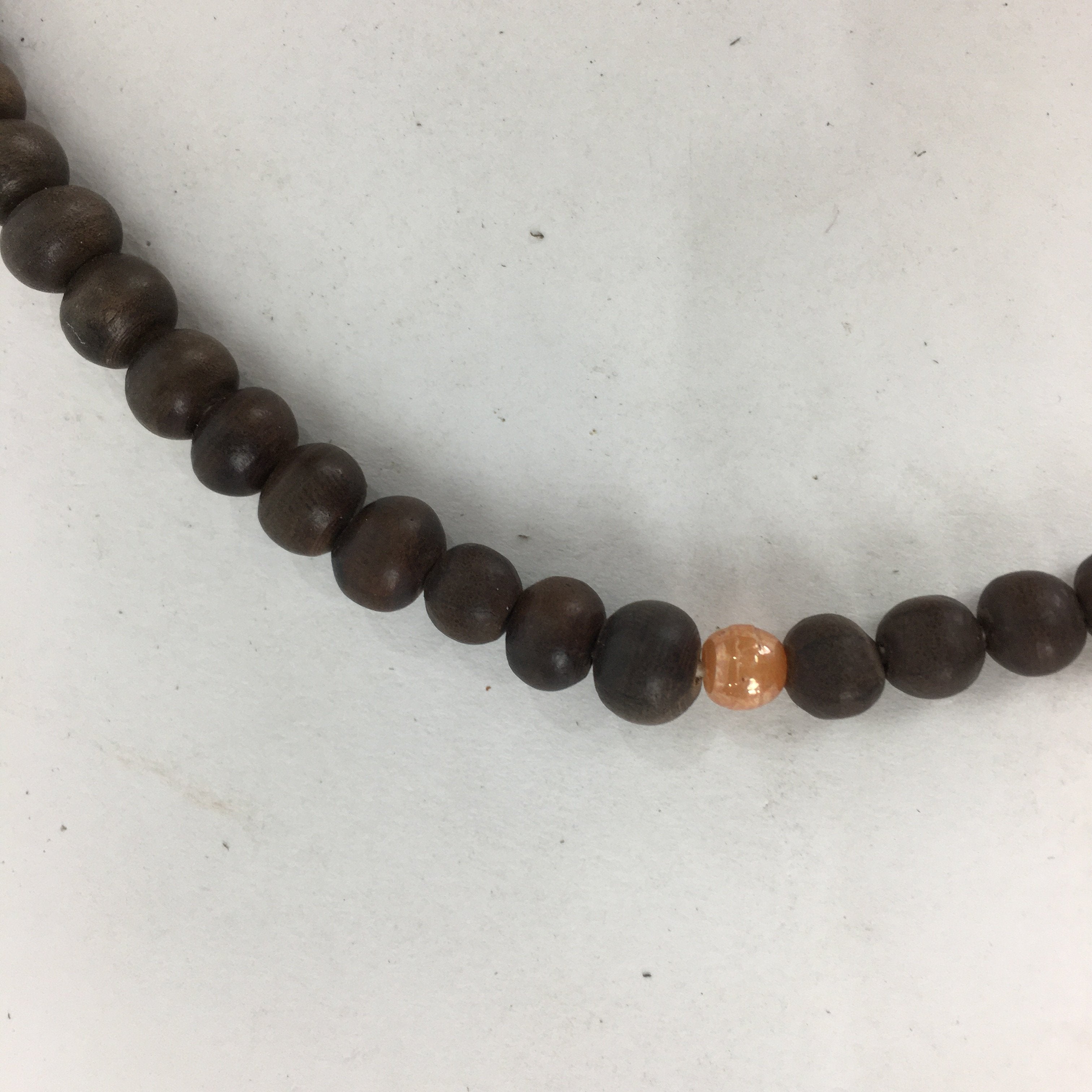 Japanese Wooden Buddhist Prayer Beads Vtg Brown Juzu Rosary Bracelet JZ63