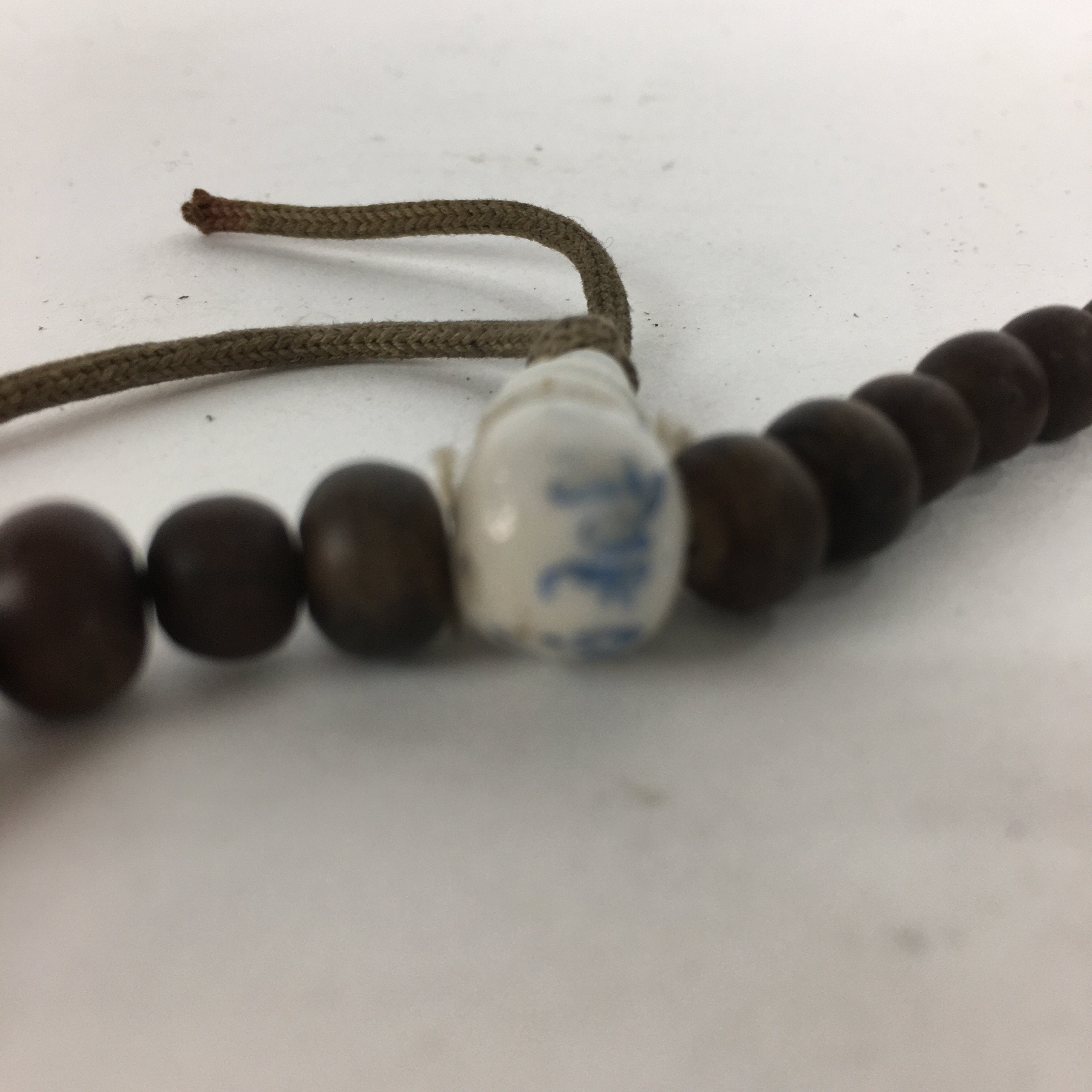 Japanese Wooden Buddhist Prayer Beads Vtg Brown Juzu Rosary Bracelet JZ63