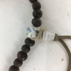 Japanese Wooden Buddhist Prayer Beads Vtg Brown Juzu Rosary Bracelet JZ63