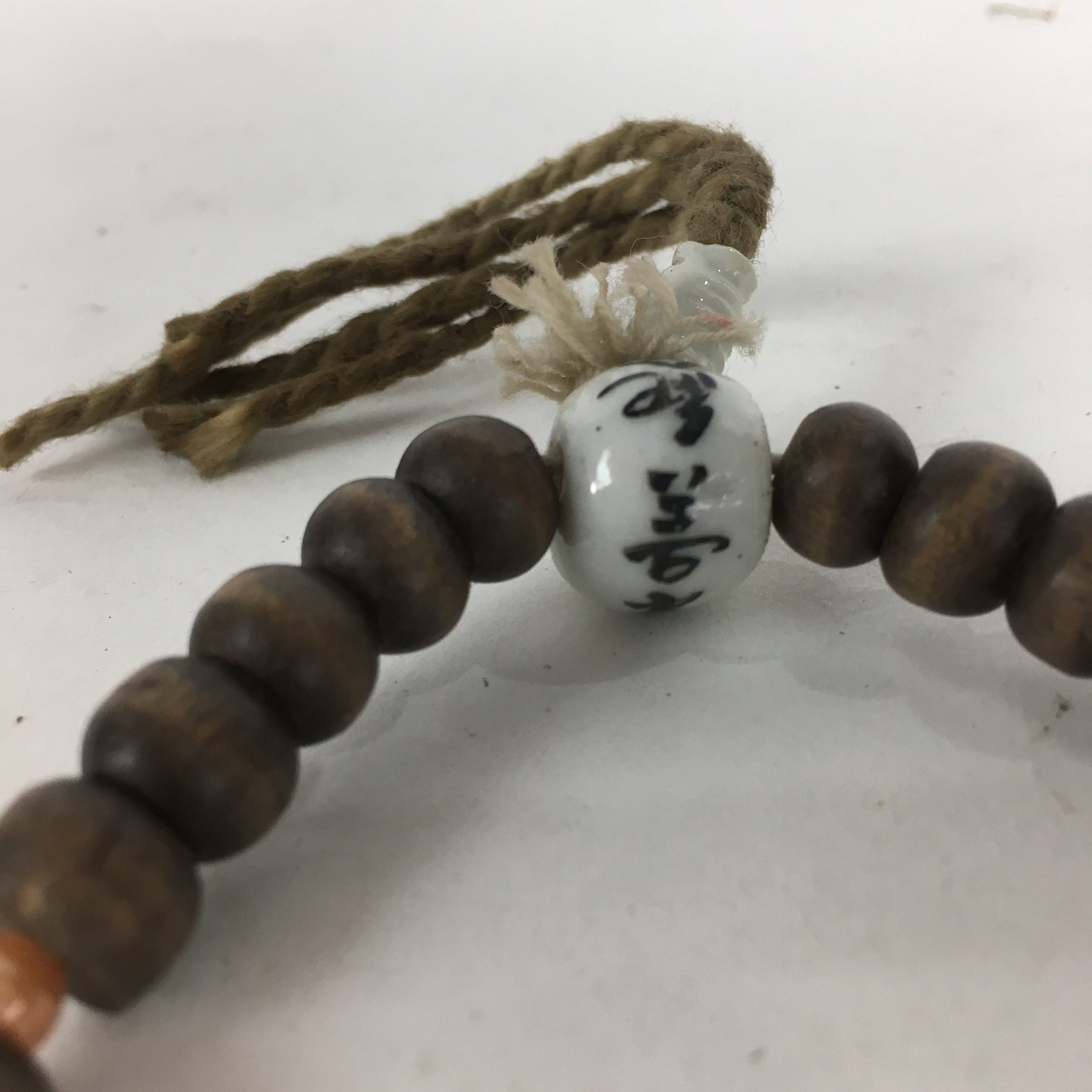 Japanese Wooden Buddhist Prayer Beads Vtg Brown Juzu Rosary Bracelet JZ64