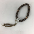 Japanese Wooden Buddhist Prayer Beads Vtg Brown Juzu Rosary Bracelet JZ64