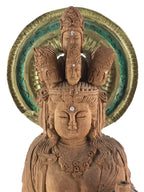 Japanese Wooden Buddhist Statue 11 faces Kannon Bosatsu Ekādaśamukha BD873