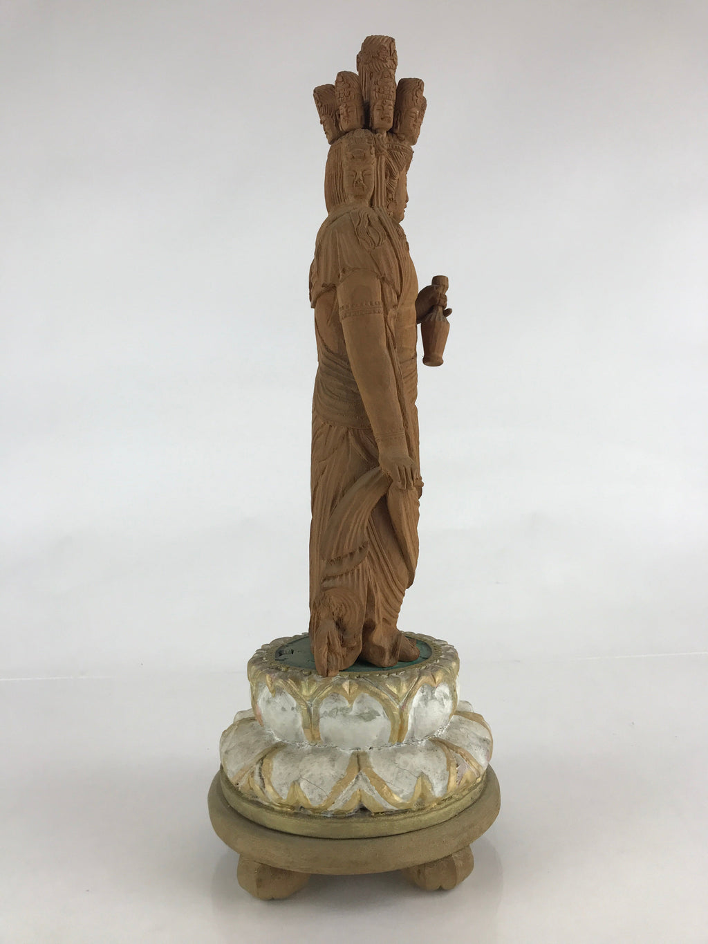 Japanese Wooden Buddhist Statue 11 faces Kannon Bosatsu Ekādaśamukha BD873