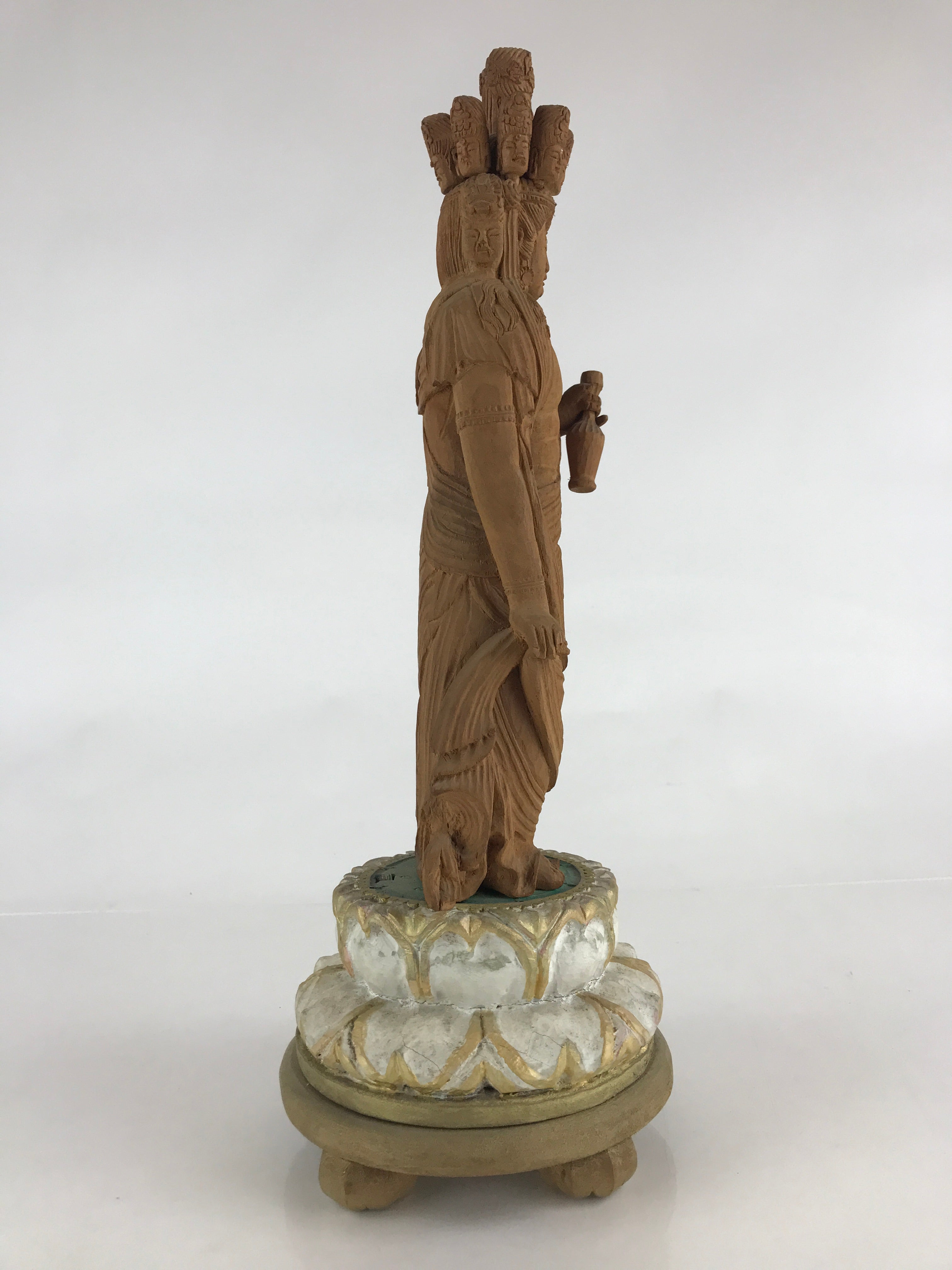 Japanese Wooden Buddhist Statue 11 faces Kannon Bosatsu Ekādaśamukha BD873