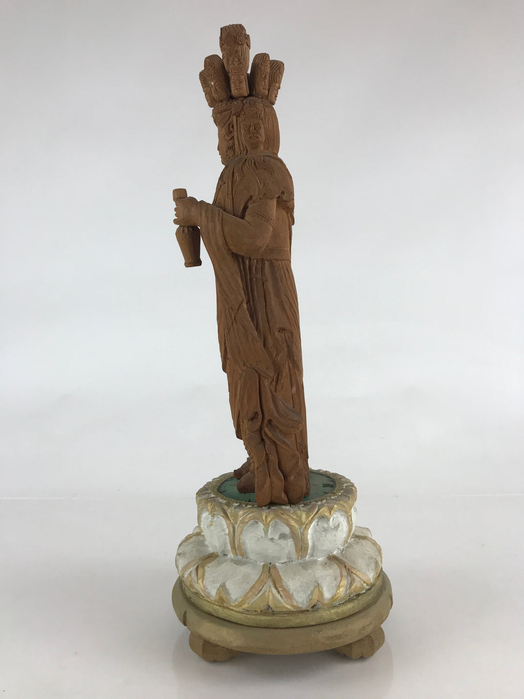 Japanese Wooden Buddhist Statue 11 faces Kannon Bosatsu Ekādaśamukha BD873