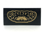 Japanese Wooden Buddhist Statue Stand Buddha Table Vtg Black Rectangular Box BU837