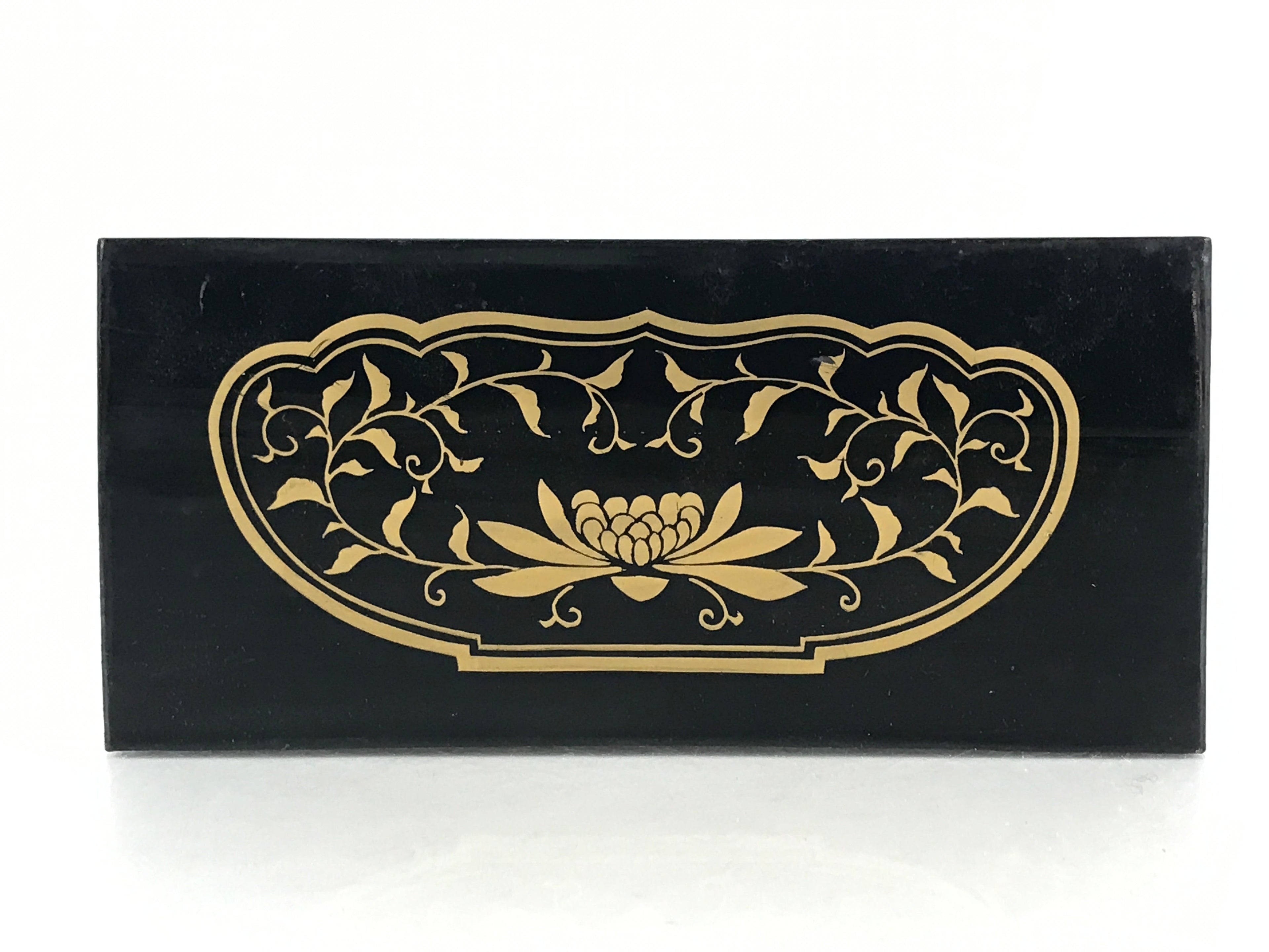 Japanese Wooden Buddhist Statue Stand Buddha Table Vtg Black Rectangular Box BU837