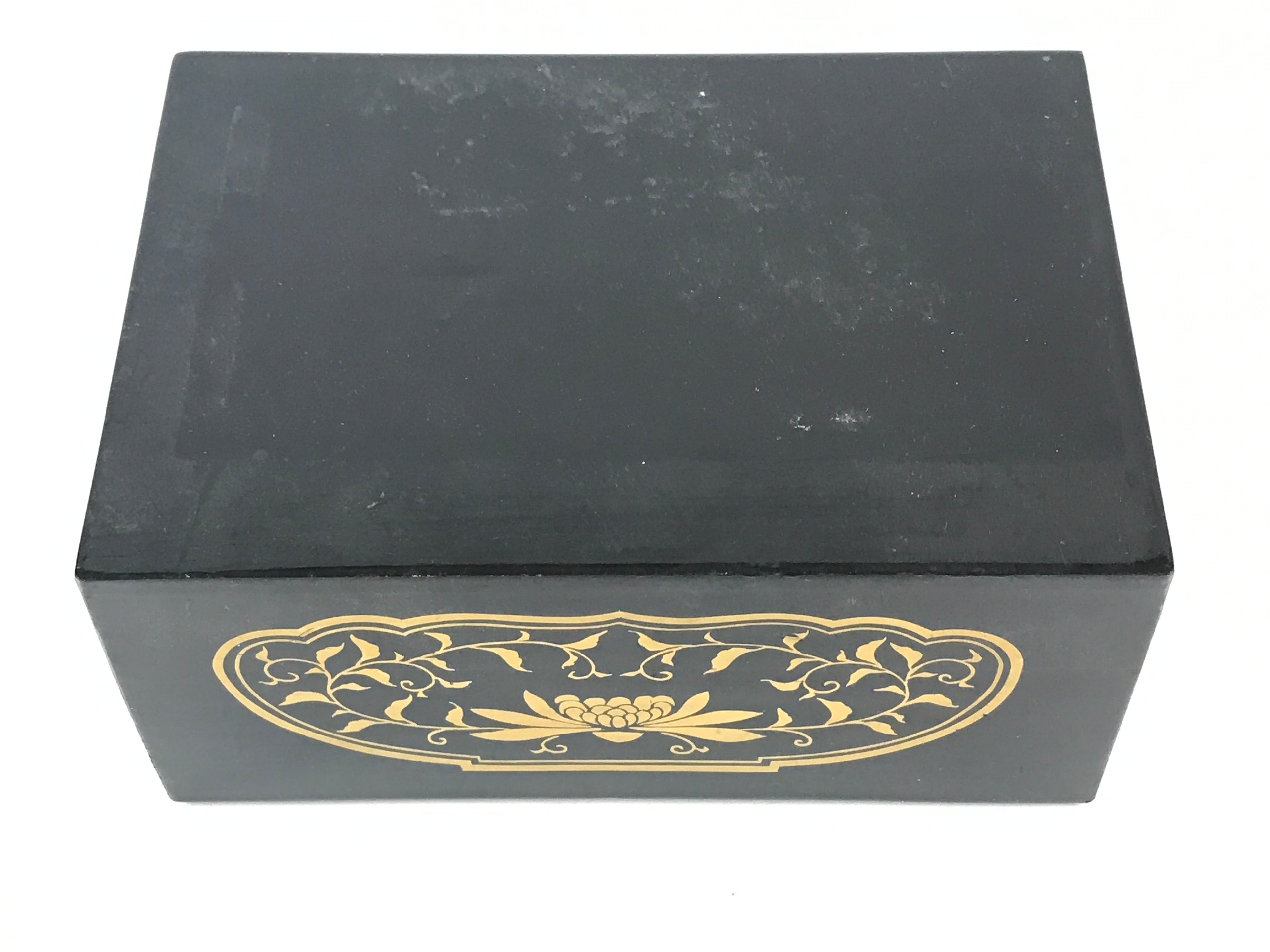 Japanese Wooden Buddhist Statue Stand Buddha Table Vtg Black Rectangular Box BU837