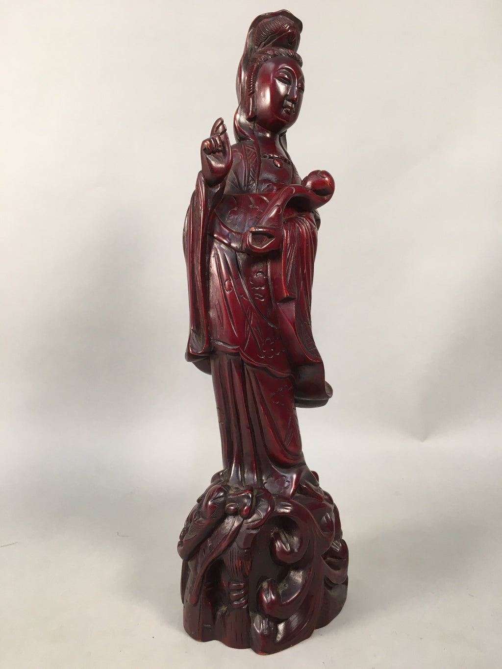 Japanese Wooden Buddhist Statue Vtg Figurine Kannon Bosatsu Dragon BD611