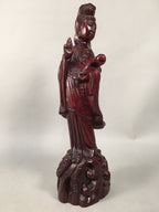 Japanese Wooden Buddhist Statue Vtg Figurine Kannon Bosatsu Dragon BD611