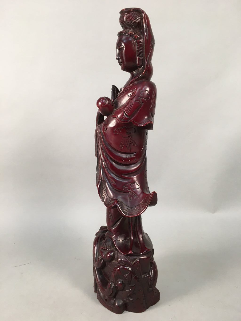 Japanese Wooden Buddhist Statue Vtg Figurine Kannon Bosatsu Dragon BD611