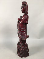 Japanese Wooden Buddhist Statue Vtg Figurine Kannon Bosatsu Dragon BD611