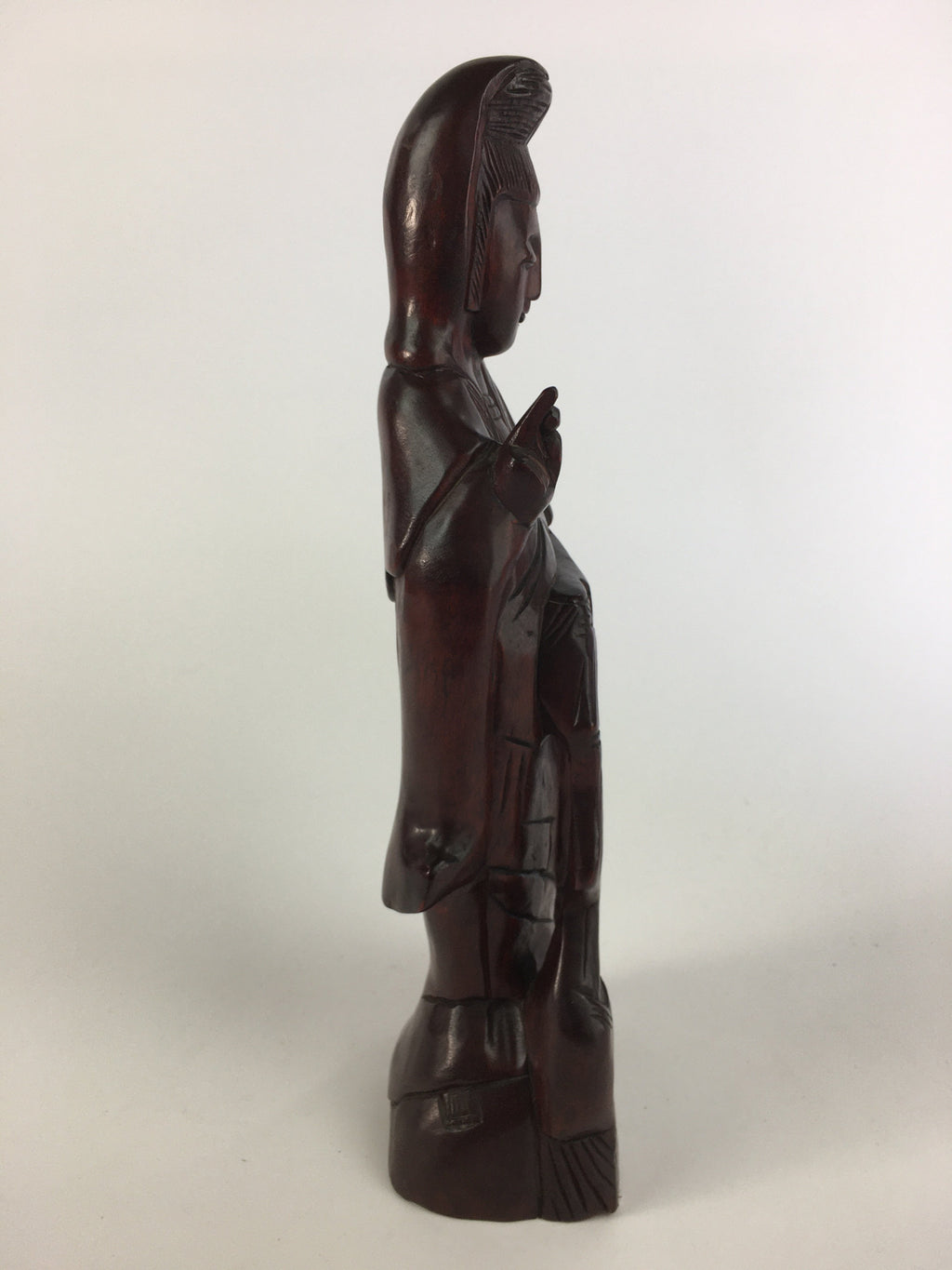 Japanese Wooden Buddhist Statue Vtg Figurine Kannon Bosatsu Fish BD628
