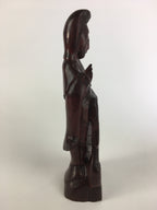 Japanese Wooden Buddhist Statue Vtg Figurine Kannon Bosatsu Fish BD628