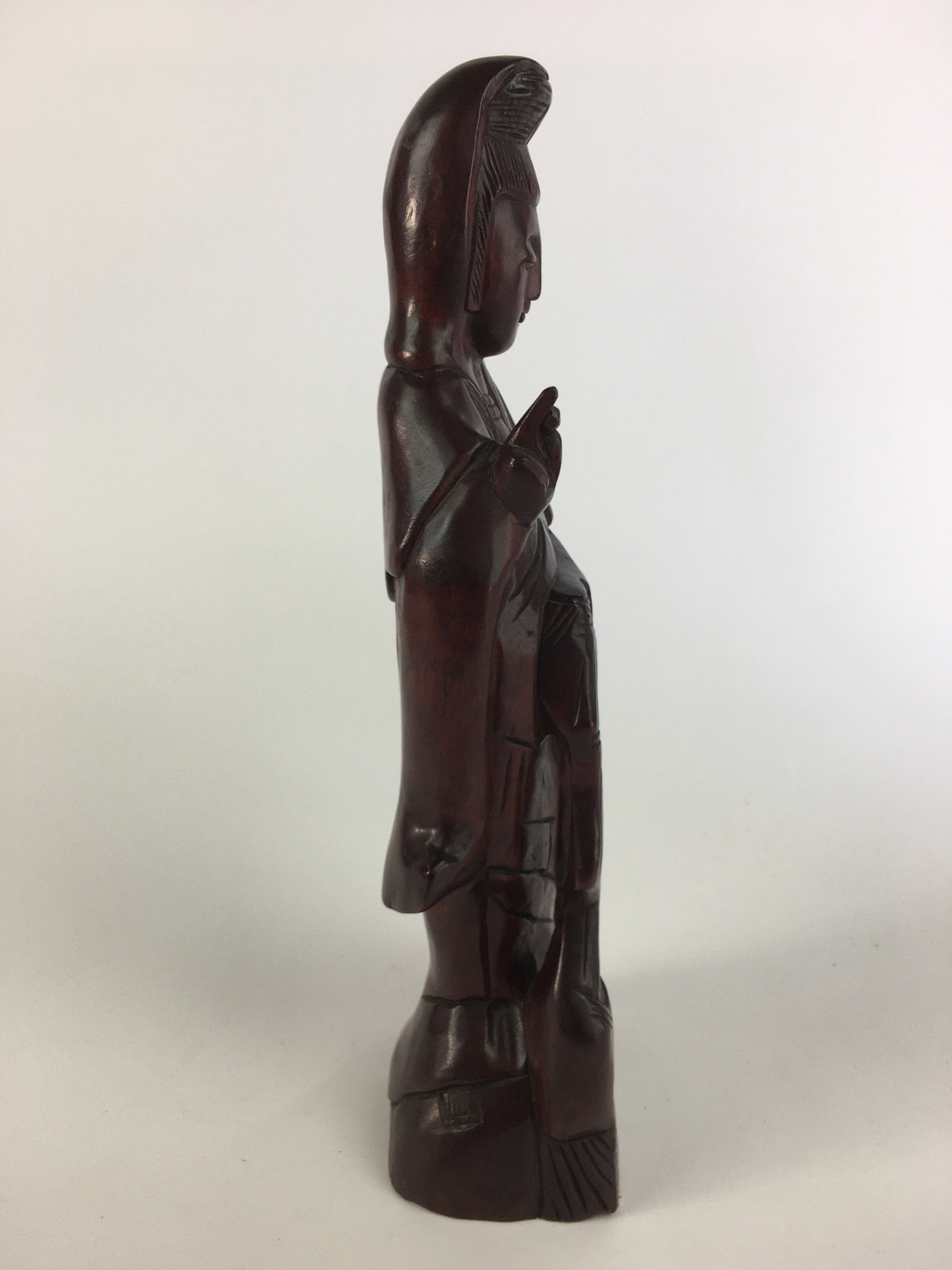 Japanese Wooden Buddhist Statue Vtg Figurine Kannon Bosatsu Fish BD628