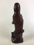 Japanese Wooden Buddhist Statue Vtg Figurine Kannon Bosatsu Fish BD628