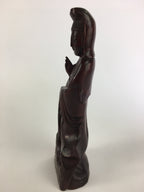 Japanese Wooden Buddhist Statue Vtg Figurine Kannon Bosatsu Fish BD628