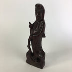 Japanese Wooden Buddhist Statue Vtg Figurine Kannon Bosatsu Fish BD628