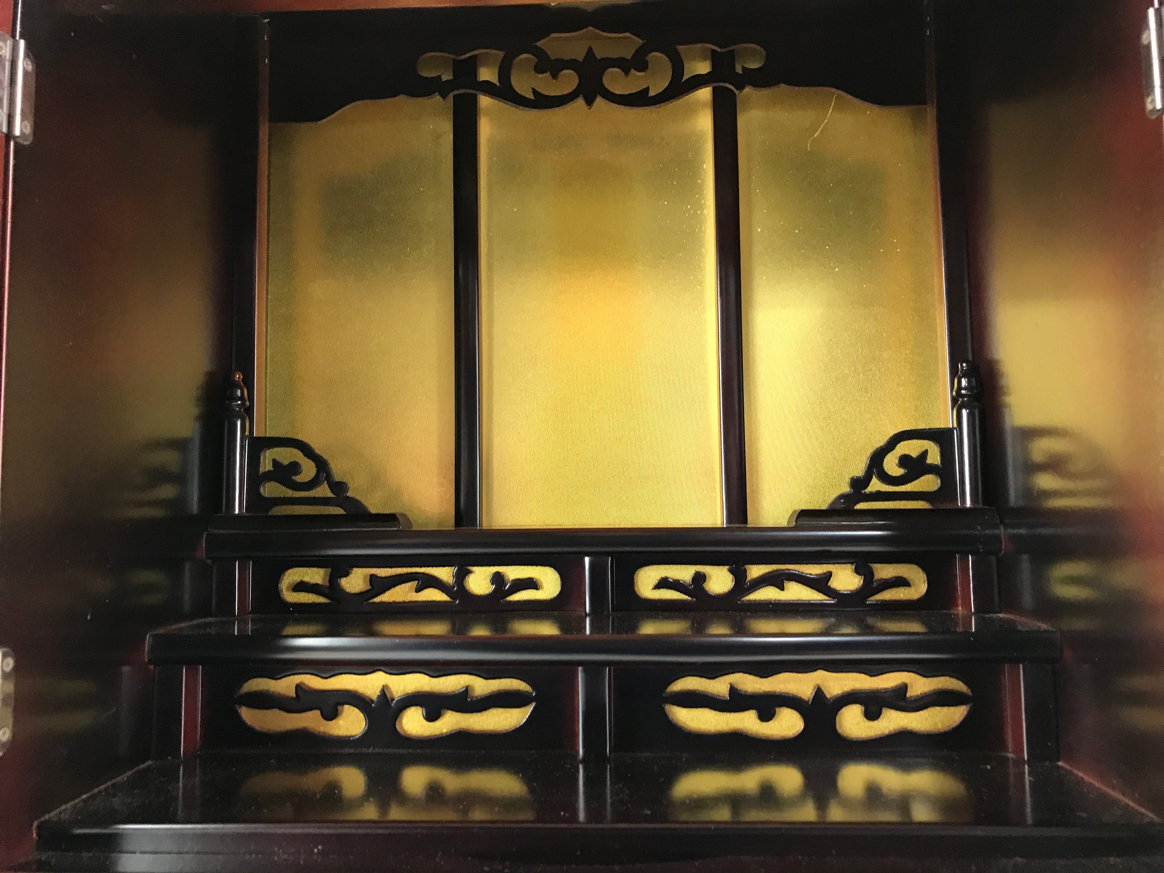 Japanese Wooden Buddhist altar Cabinet Butsudan Vtg Electric Light T318