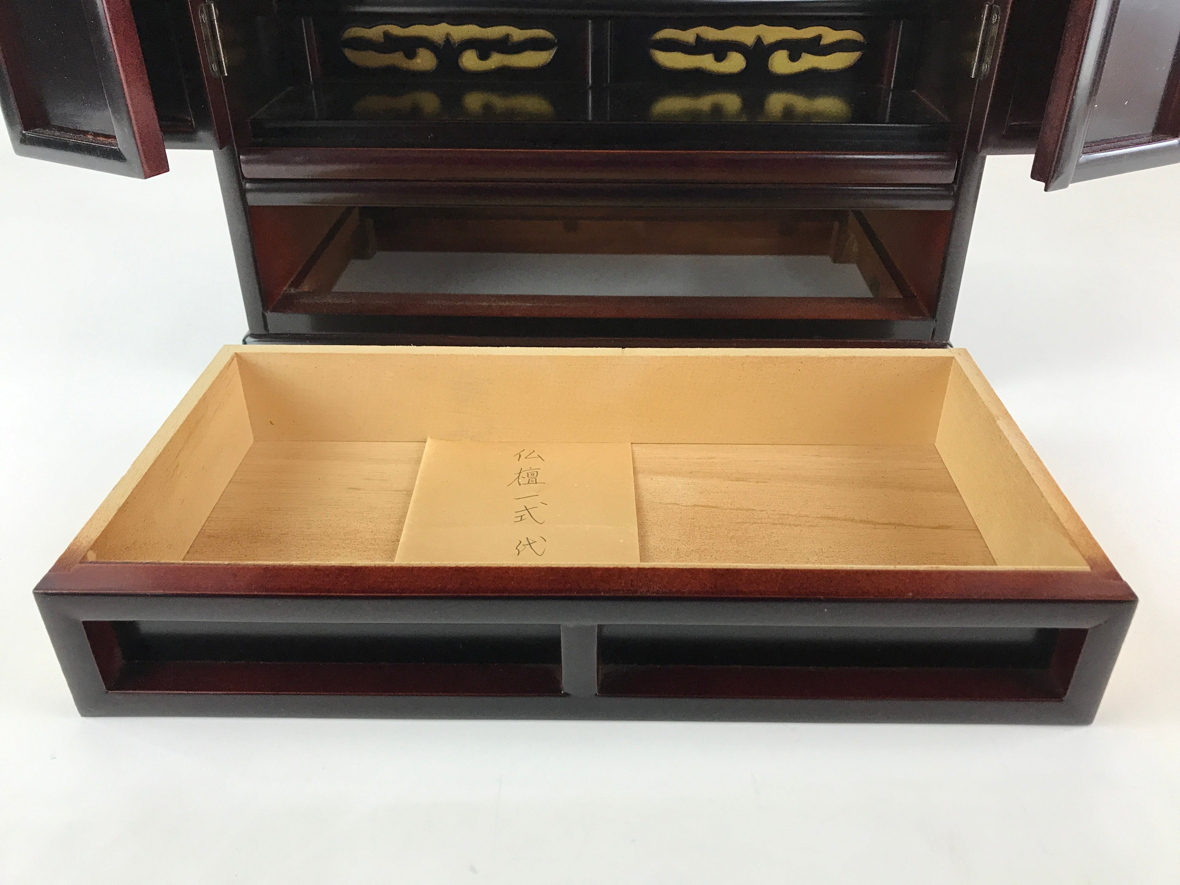 Japanese Wooden Buddhist altar Cabinet Butsudan Vtg Electric Light T318
