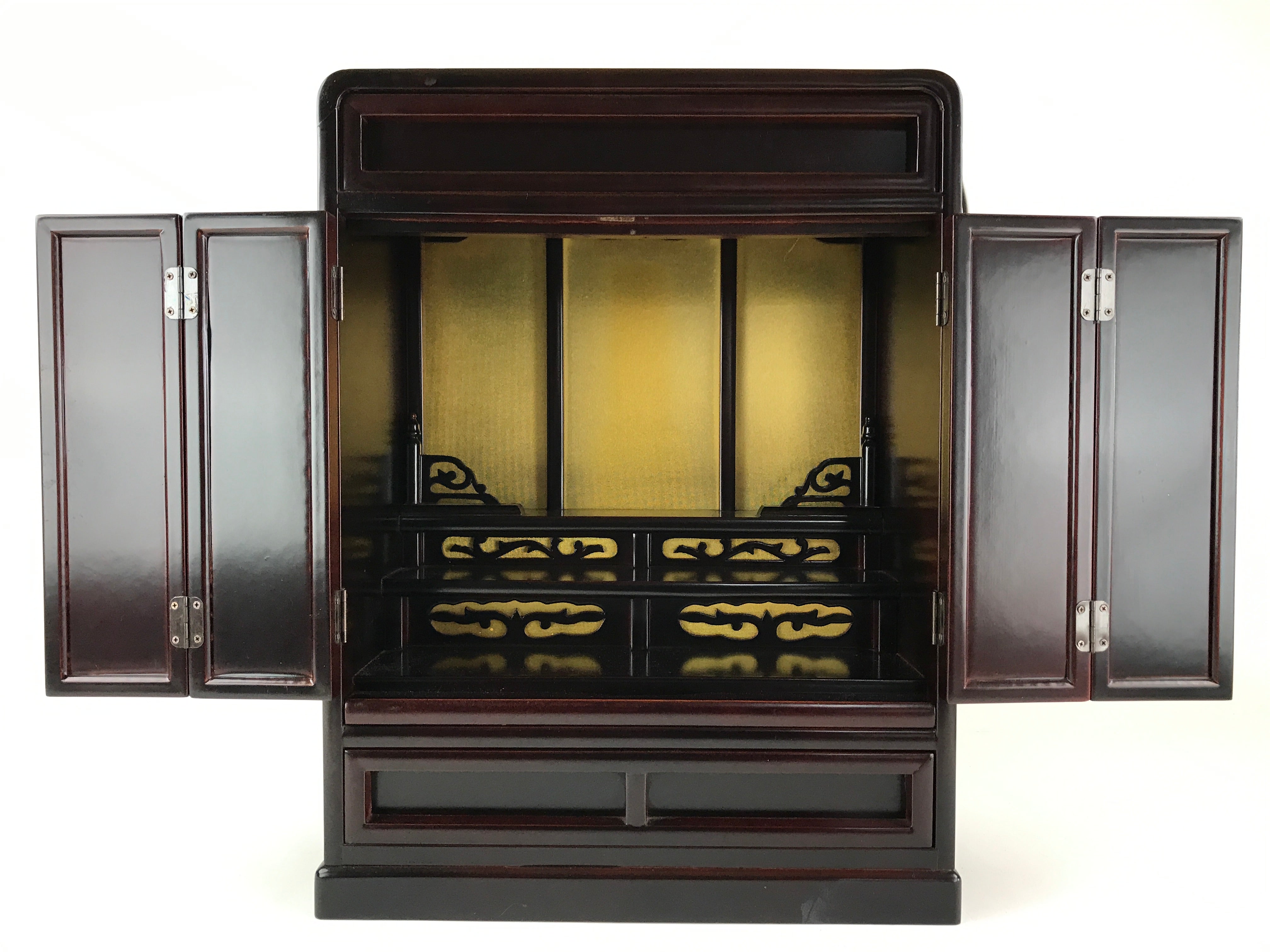 Japanese Wooden Buddhist altar Cabinet Butsudan Vtg Electric Light T318