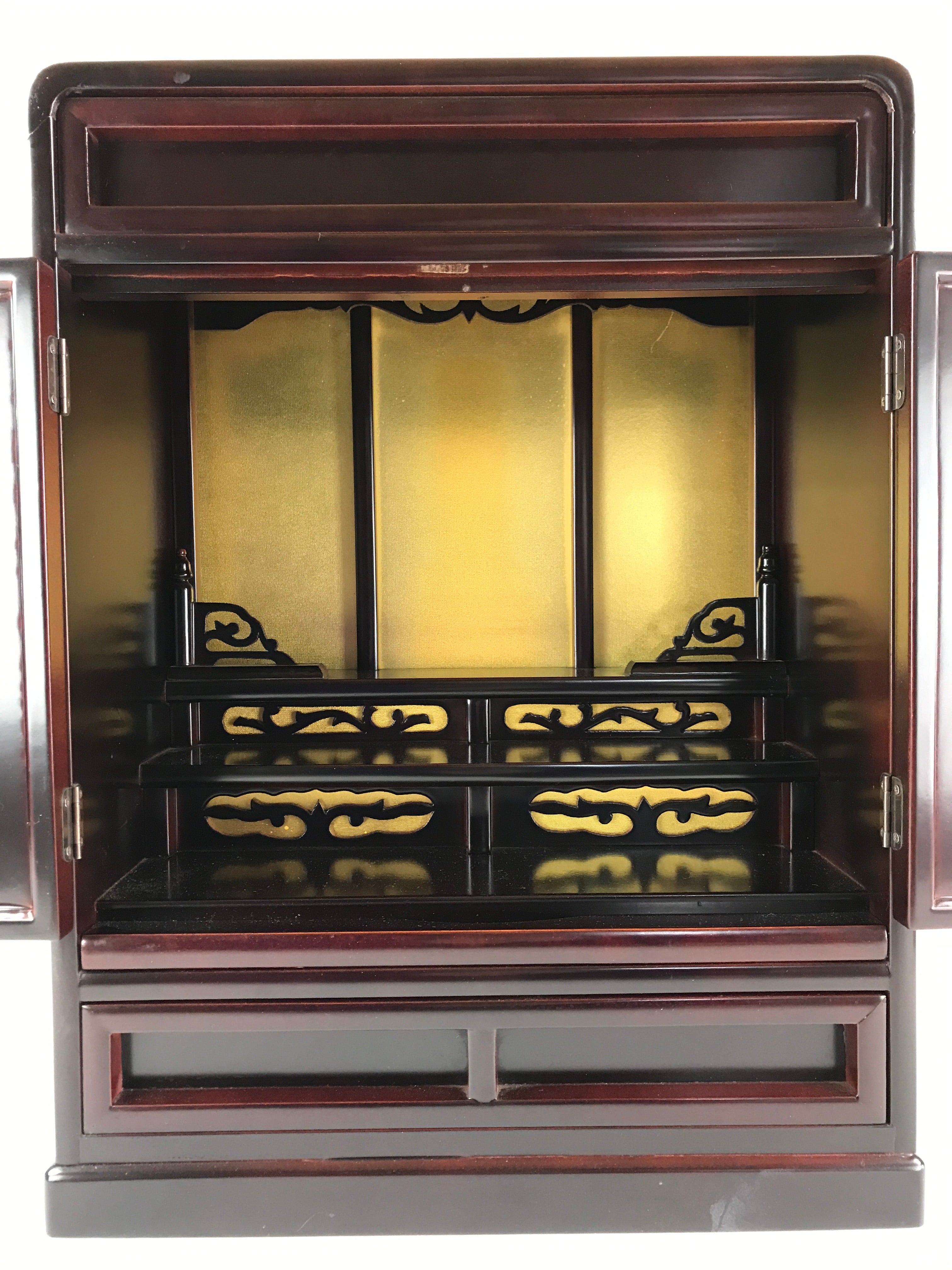 Japanese Wooden Buddhist altar Cabinet Butsudan Vtg Electric Light T318