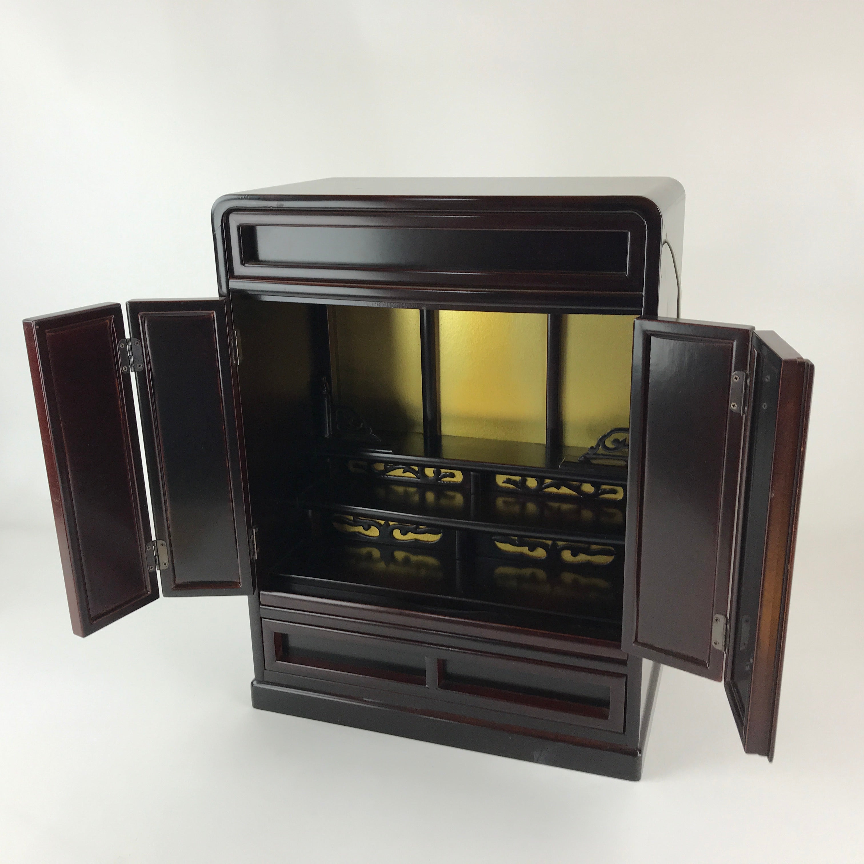 Japanese Wooden Buddhist altar Cabinet Butsudan Vtg Electric Light T318