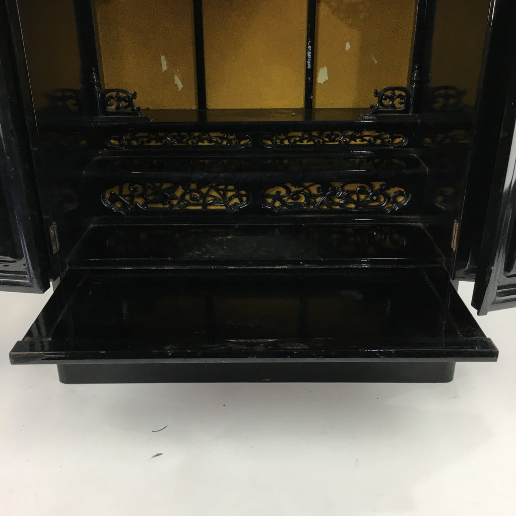 Japanese Wooden Buddhist altar Vtg Butsudan Wood Cabinet Black T248