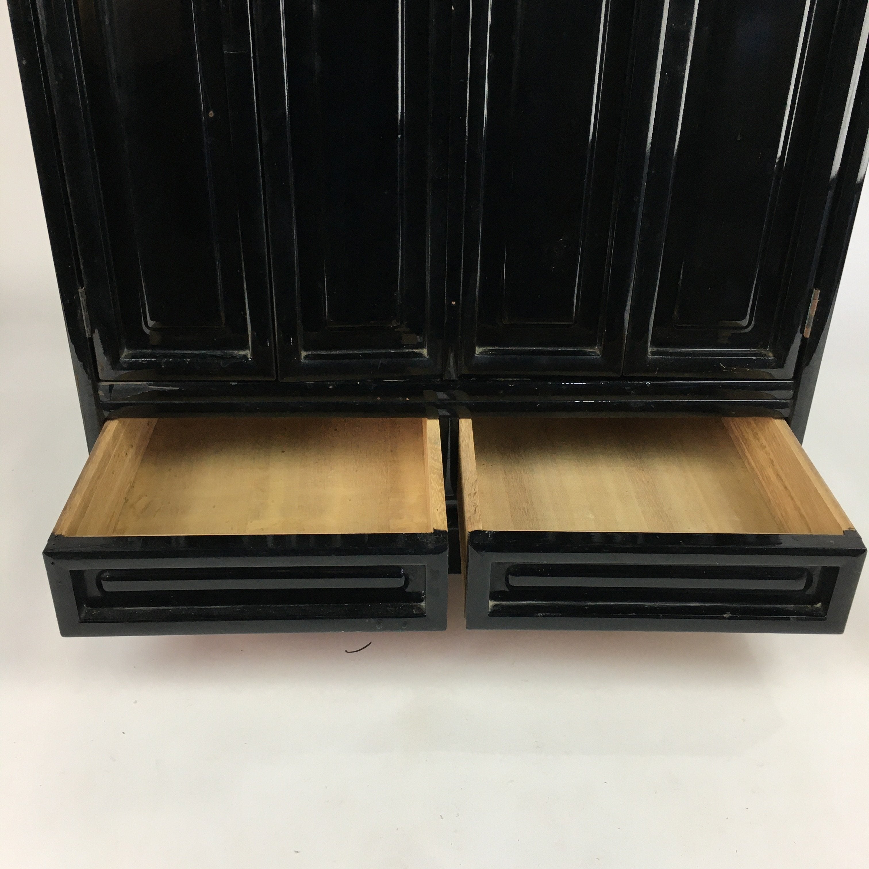 Japanese Wooden Buddhist altar Vtg Butsudan Wood Cabinet Black T248