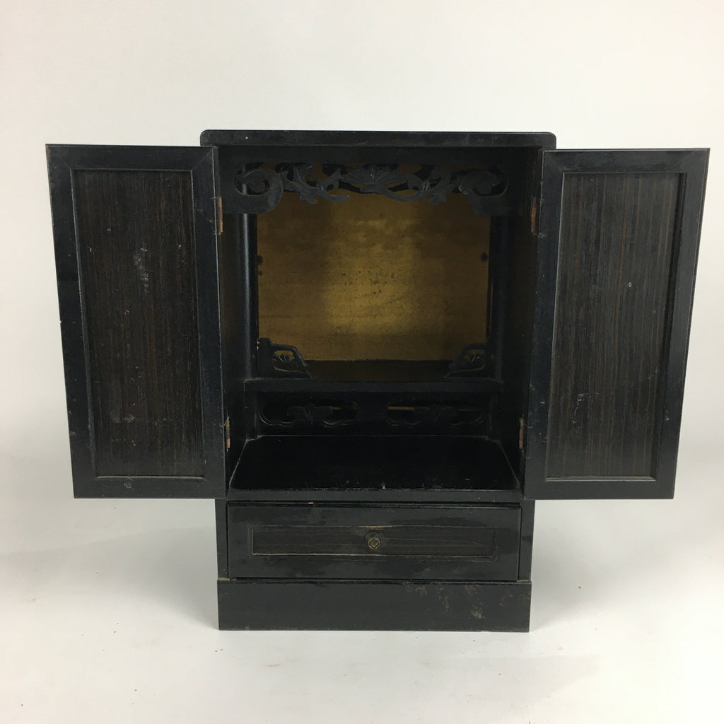 Japanese Wooden Buddhist altar Vtg Butsudan Wood Cabinet Black T264
