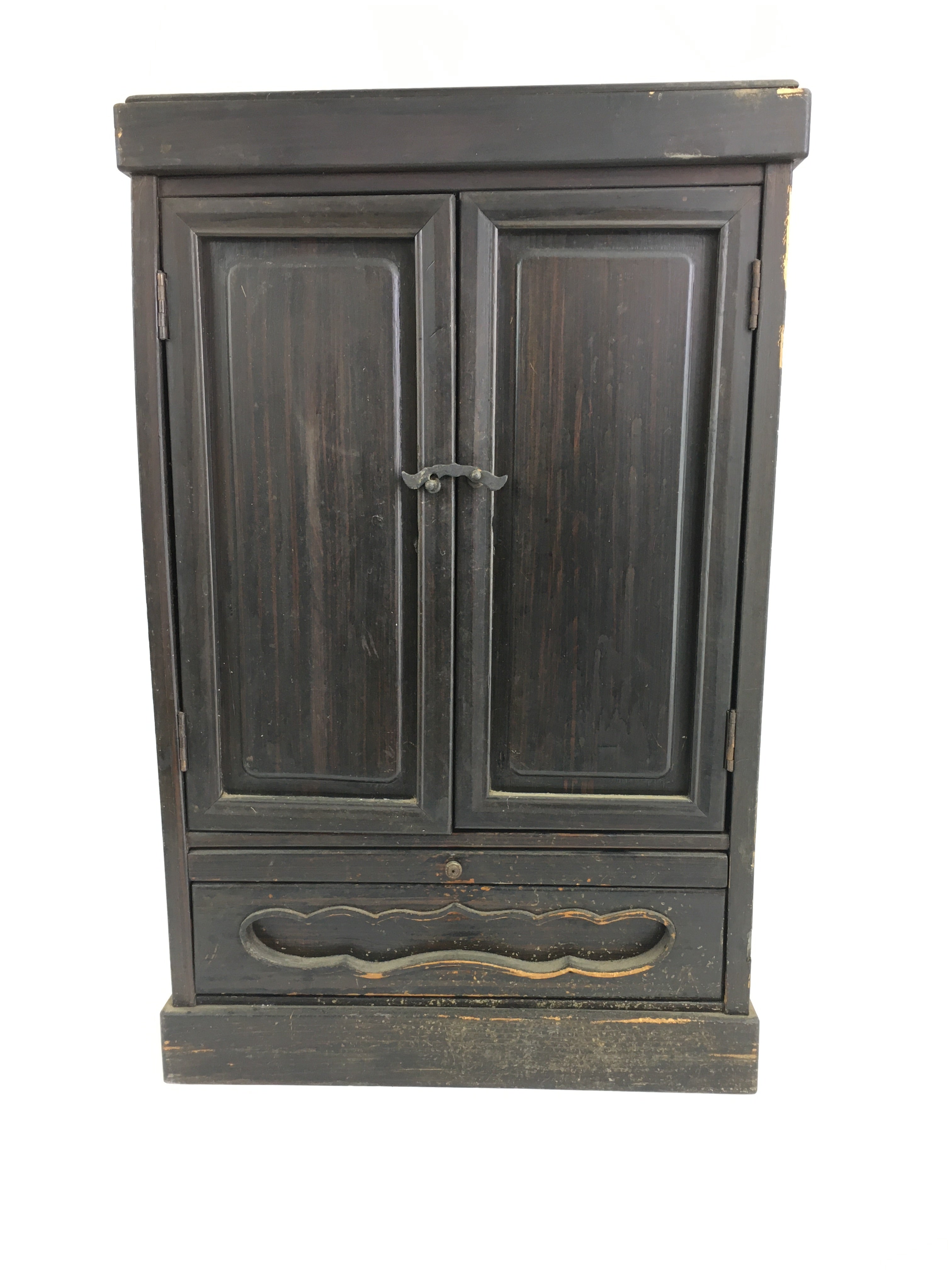 Japanese Wooden Buddhist altar Vtg Butsudan Wood Cabinet Black T292