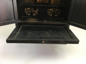 Japanese Wooden Buddhist altar Vtg Butsudan Wood Cabinet Black T292