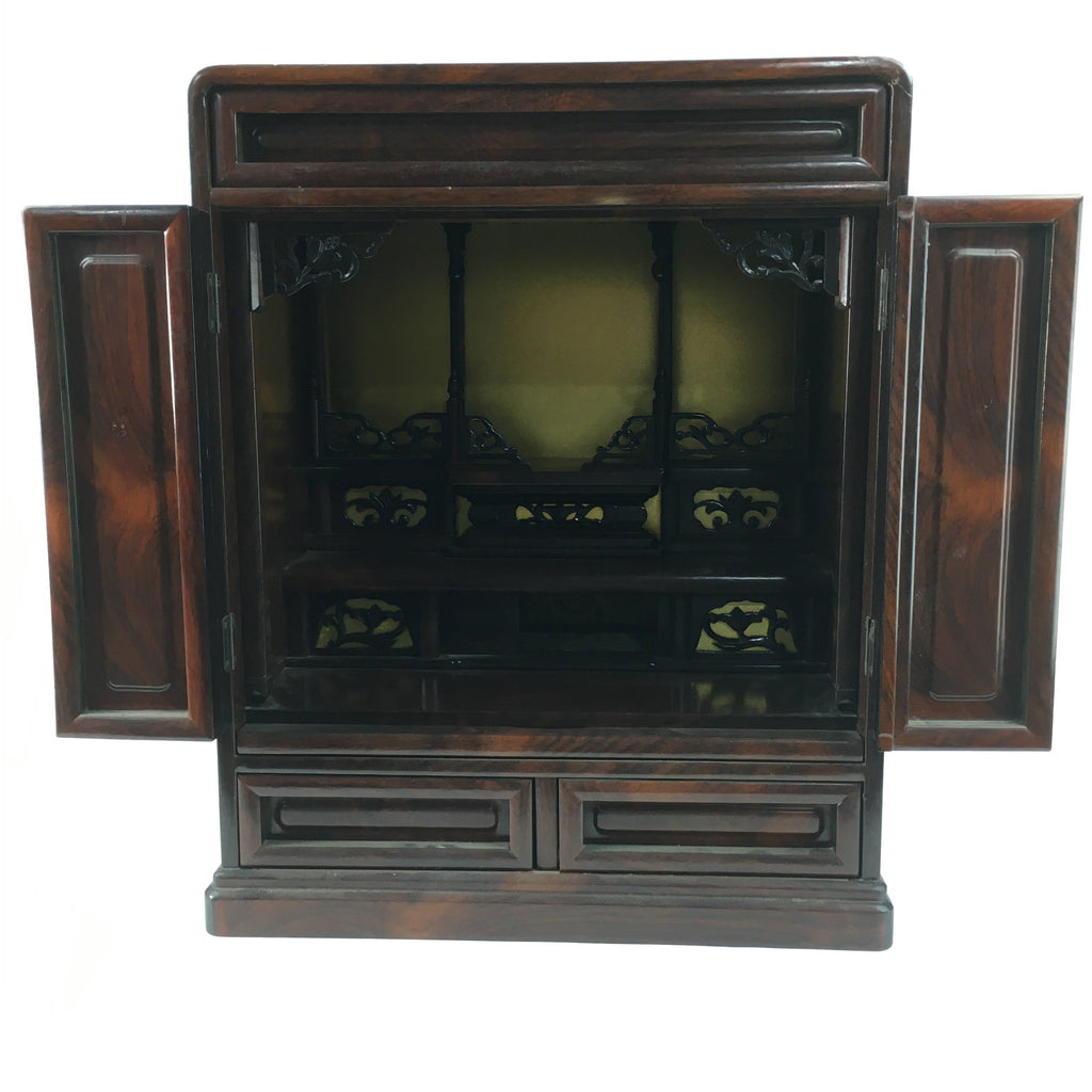 Japanese Wooden Buddhist altar Vtg Butsudan Wood Cabinet Brown T243