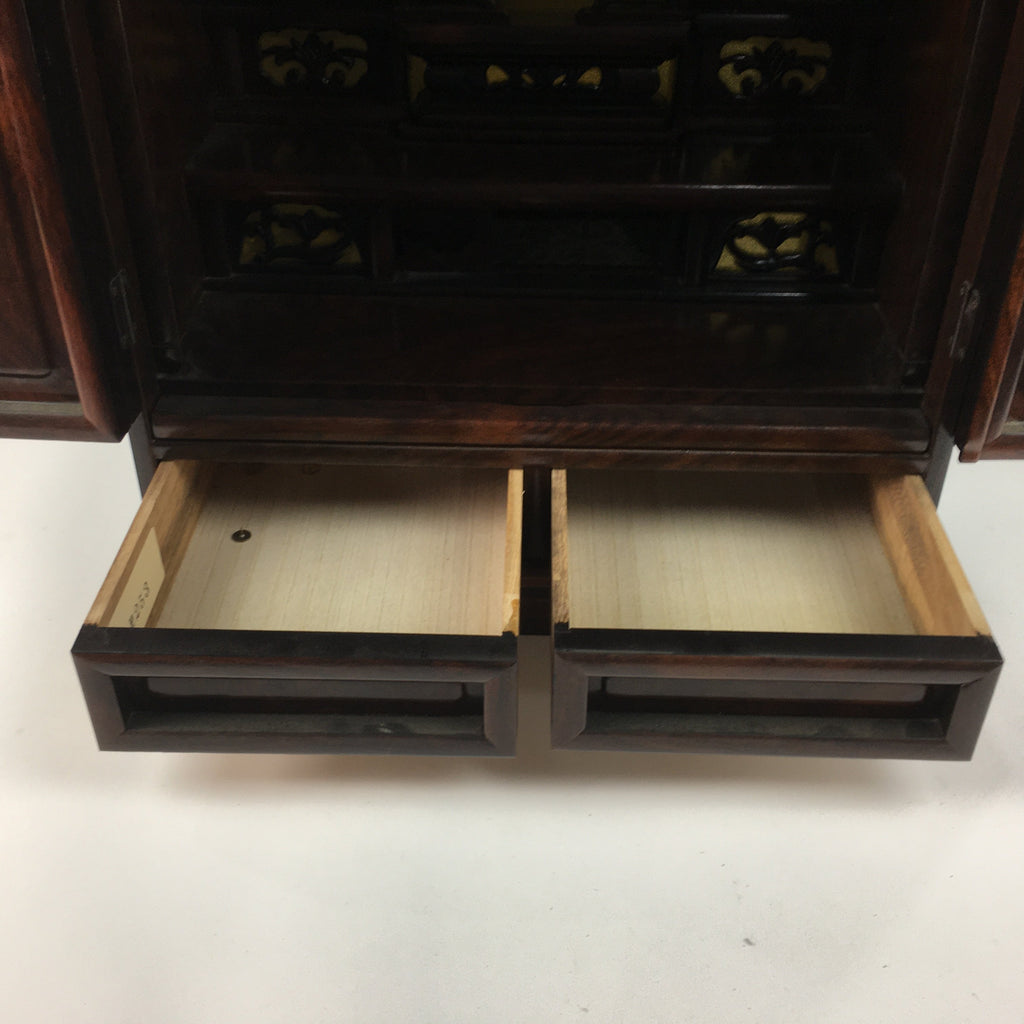 Japanese Wooden Buddhist altar Vtg Butsudan Wood Cabinet Brown T243