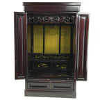 Japanese Wooden Buddhist altar Vtg Butsudan Wood Cabinet Reddish-Brown T249