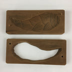 Japanese Wooden Cake Mold Kashigata Sweets Vtg Carving Bamboo Shoot Kg379