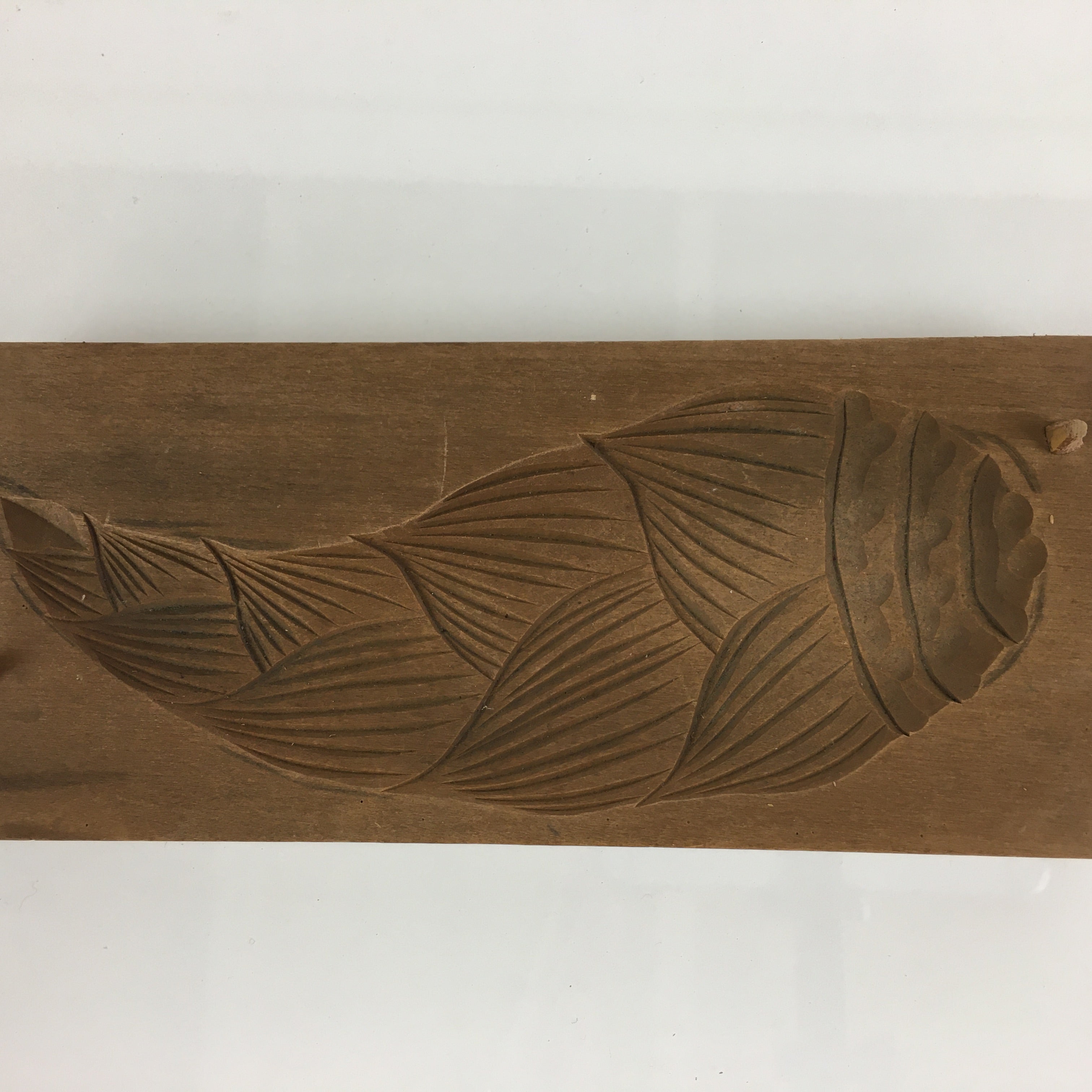 Japanese Wooden Cake Mold Kashigata Sweets Vtg Carving Bamboo Shoot Kg379