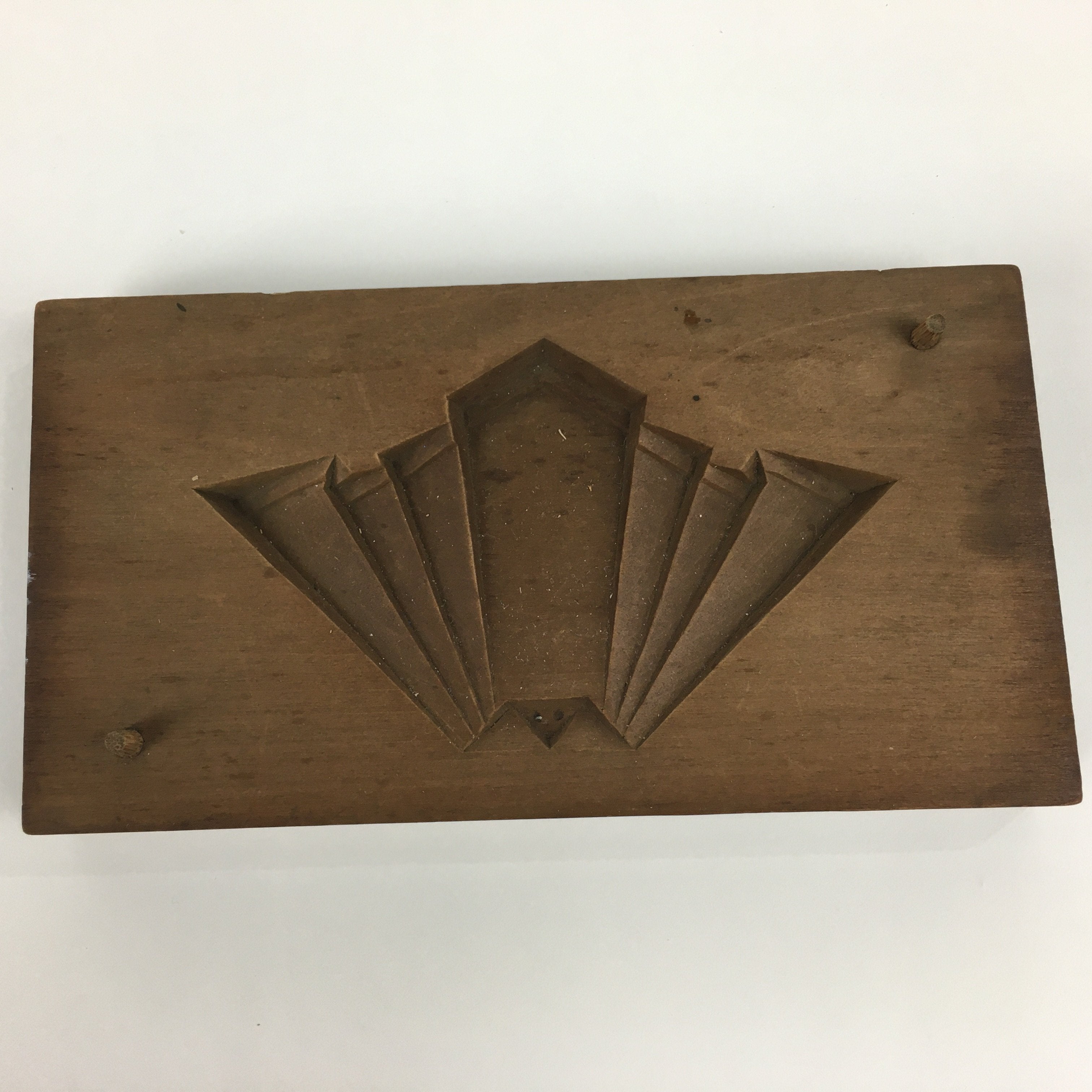 Japanese Wooden Cake Mold Kashigata Sweets Vtg Carving Brown Butterfly Kg345