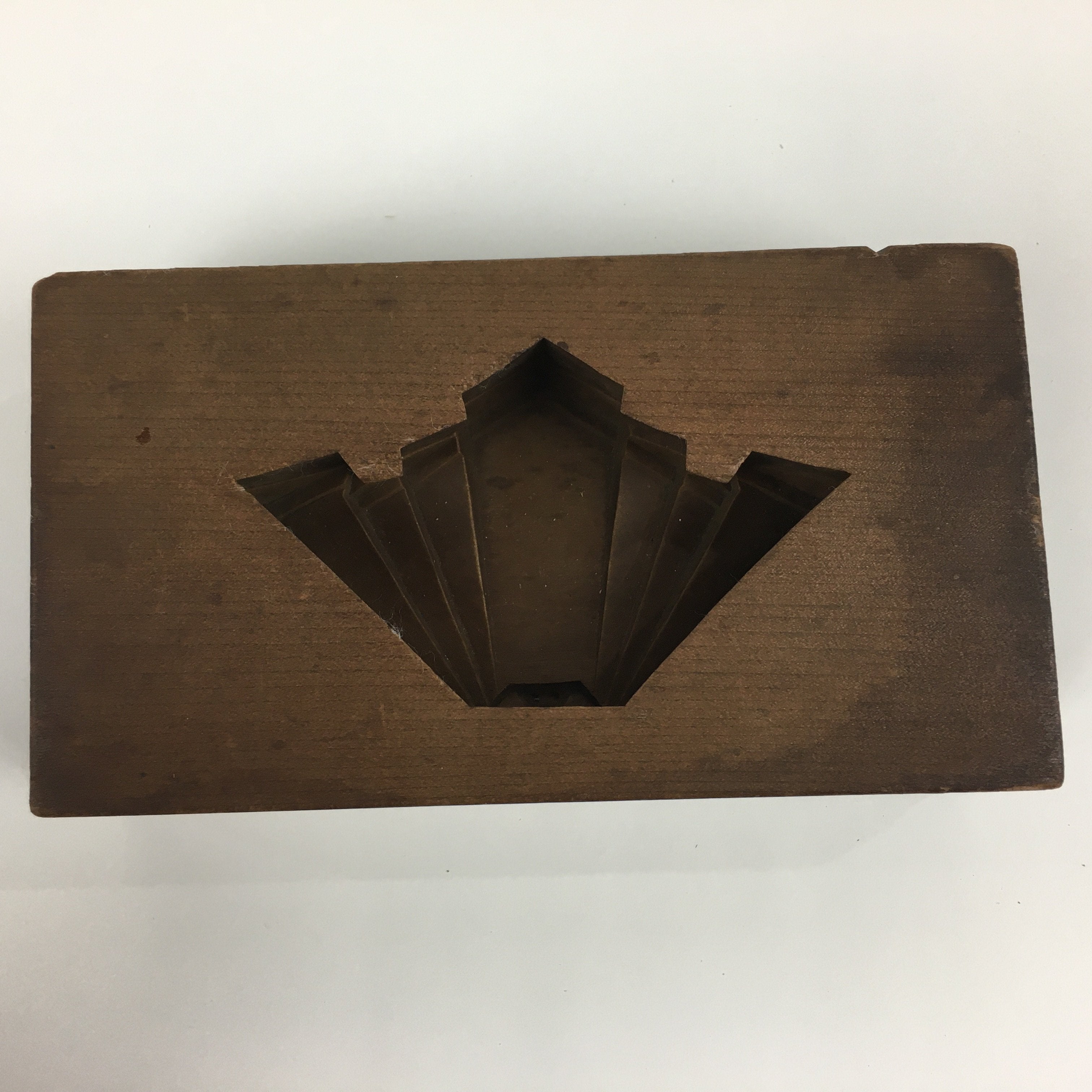 Japanese Wooden Cake Mold Kashigata Sweets Vtg Carving Brown Butterfly Kg345