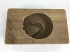 Japanese Wooden Cake Mold Kashigata Sweets Vtg Carving Brown Crane Kg359
