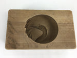 Japanese Wooden Cake Mold Kashigata Sweets Vtg Carving Brown Crane Kg359