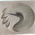 Japanese Wooden Cake Mold Kashigata Sweets Vtg Carving Brown Crane Kg359
