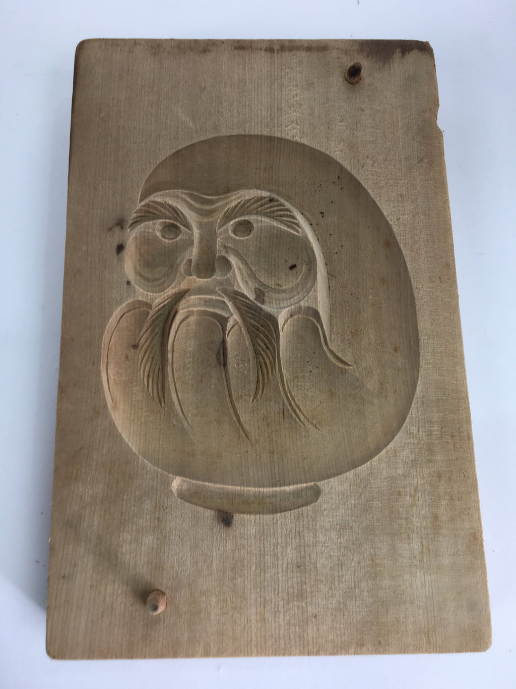 Japanese Wooden Cake Mold Kashigata Sweets Vtg Carving Brown Daruma Kg367